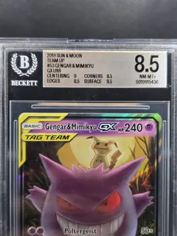 2019 Pokemon Sun & Moon Team Up Gengar Mimikyu GX #53/181 BGS 8.5 NM-MT+ - Image 2