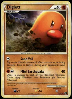Diglett Common - HGSS Triumphant 61/102 2010 LP+ Pokemon Card - Image 1