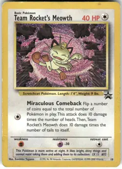 Team Rocket's Meowth 18 Promo Wizards Black Star Promos Pokemon Heavily Played - Image 1