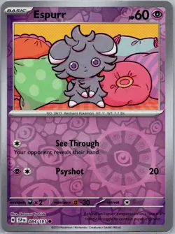 Espurr 084/191 - Pokemon TCG SV08: Surging Sparks - Reverse Holo - Common - NM - Image 1