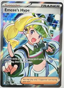 Pokemon TCG Emcee's Hype 220/182 Destined Rivals Ultra Rare Halo Full Art NM - Image 2
