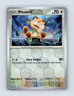 Meowth 048/064 Common Shrouded Fable Pokemon Reverse Holo Lightly Played - Image 1