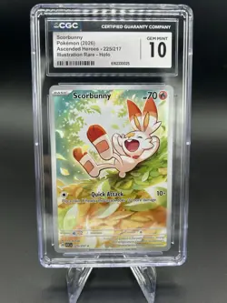 Scorbunny 225/217 CGC 10 GEM MINT Ascended Heroes Illustration Rare Pokemon - Image 3