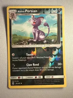 Alolan Persian 79/149 Lightly Played Uncommon SM Base Set Pokemon Reverse Holo - Image 1