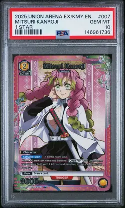 2025 UNION ARENA DEMON SLAYER VOL.2 033 MITSURI KANROJI 1 STAR PSA 10 GEM MINT - Image 1