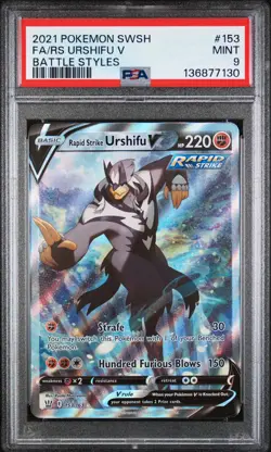 RAPID STRIKE URSHIFU V 2021 Pokemon Sword Shield Battle Styles FA #153 PSA 9 - Image 1