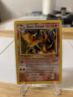 Blain’s Charizard 2/132 Holo Rare Gym Challenge 2000 Pokemon Crease DMG - Image 1