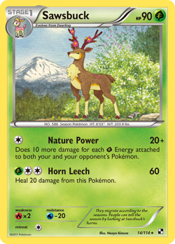 SAWSBUCK 14/114 RARE BLACK & WHITE POKEMON LP/MP - Image 1