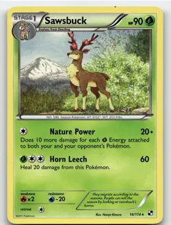 SAWSBUCK 14/114 RARE BLACK & WHITE POKEMON LP/MP - Image 2
