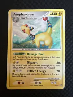 Ampharos 1/127 Platinum Holo Rare Pokemon TCG Card HP Swirl - Image 1