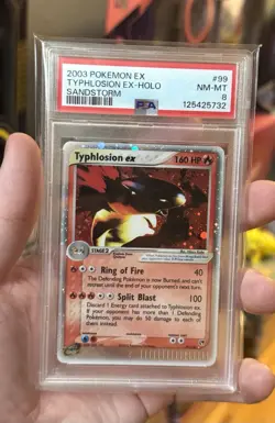 Pokemon EX Sandstorm 2003 Typhlosion EX Holo Card 99/100 PSA 8 Mouth Swirl! - Image 1