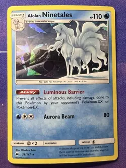 Alolan Ninetales 28/147 Pokemon Burning Shadows Cracked Ice holo - Image 1