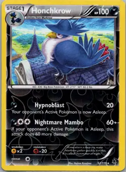 Pokemon TCG Honchkrow 52/119 Phantom Forces Rev Holo LP - Image 1
