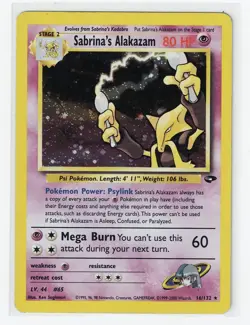 Sabrina’s Alakazam 16/132 Vintage Holo Rare Pokemon TCG Gym Challenge MP - Image 1