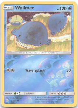 WAILMER 45/236 Common Cosmic Eclipse Pokemon REVERSE HOLO Near Mint - Image 1