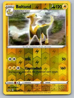 Boltund 076/202 Rare Sword & Shield Pokemon Reverse Holo Lightly Played - Image 1
