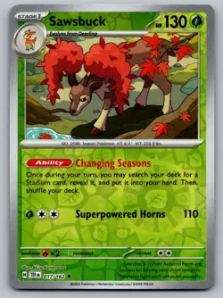 Sawsbuck 017/162 Uncommon Temporal Forces Pokemon Reverse Holo Lightly Played - Image 1