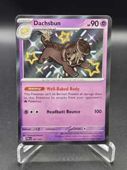 Pokemon TCG Dachsbun 161/091 SV Paldean Fates Baby Shiny Rare Holo, NM Condition - Image 1