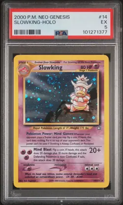 2000 POKEMON NEO GENESIS #14 SLOWKING-HOLO PSA 5 - Image 1
