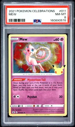 2021 Pokemon Celebrations #011 Mew PSA 8 - Image 1