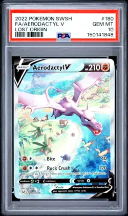 Aerodactyl V PSA 10 - 180/196 - Alternate Art - Lost Origins - Pokemon - Image 1