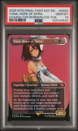 2025 MTG FINAL FANTASY CHARACTER BORDERLESS-FOIL YUNA, HOPE OF SPIRA PSA 10 - Image 1