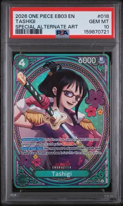 One Piece CCG Tashigi EB03-018 SP SR ALT ART PSA 10 - Image 2