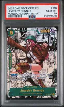 2025 One Piece OP12 EN Jewelry Bonney #118 Manga Alternate Art PSA 10 - Image 1