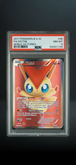 Pokemon TCG 2011 Noble Victories Victini 98/101 Full Art Holo PSA 8 EN - Image 1