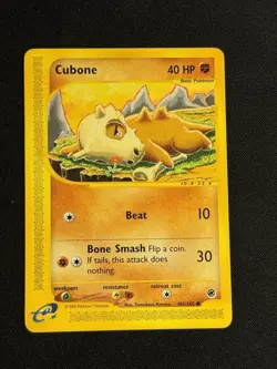 Pokemon Card Vintage Cubone 103/165 Expedition Base Set Regular E Reader - LP+ - Image 1
