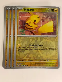 Pokemon TCG Temporal Forces 4x Playset Reverse Holographic Pikachu 051/162 - Image 1