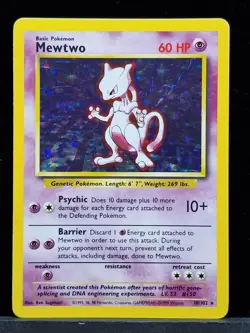 Mewtwo 10/102 Base Set Holo Rare Pokemon Card 1999 WOTC TCG Vintage LP - Image 1
