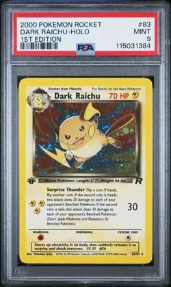 Dark Raichu 83/82 Team Rocket 1st Edition Holo PSA 9 SWIRL 2000 Pokemon WOTC - Image 3