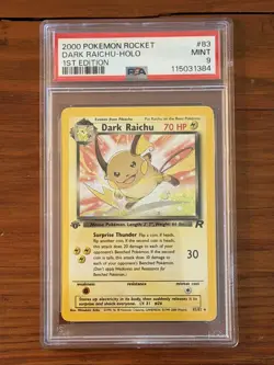 Dark Raichu 83/82 Team Rocket 1st Edition Holo PSA 9 SWIRL 2000 Pokemon WOTC - Image 5