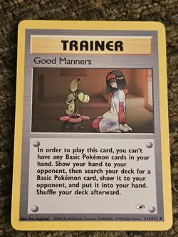 POKEMON GOOD MANNERS 111/132 TRAINER GYM HEROES LP - Image 1