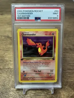 2000 Pokemon 1st Edition Chamander Non Holo - Team Rocket 50/82 PSA 9 Mint! WOTC - Image 1
