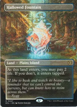 MTG: Lorwyn Eclipsed: Borderless Hallowed Fountain: Lightly Played Condition - Image 1