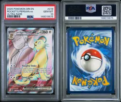 2025 POKEMON DRI EN-DESTINED RIVALS ULTRA RARE TEAM ROCKET'S PERSIAN EX PSA 10 - Image 2