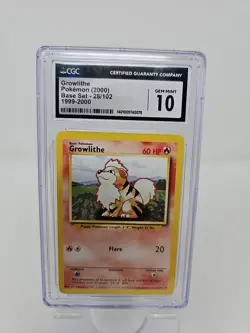 1999-2000 POKEMON BASE SET GROWLITHE #28 🔥CGC GEM MINT 10🔥 - Image 1