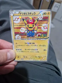 Pokemon Jap Mario Pikachu Costume Japanese Style Holo Promo Art Card - Image 1