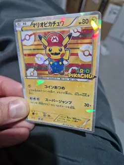 Pokemon Jap Mario Pikachu Costume Japanese Style Holo Promo Art Card - Image 2