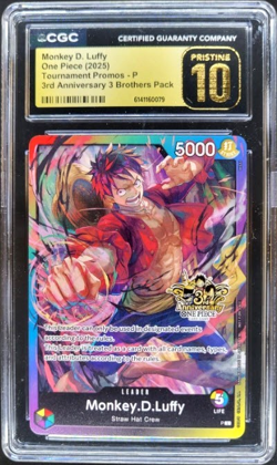 2025 ONE PIECE MONKEY D. LUFFY 3rd ANNIVERSARY TOURNAMENT PROMO CGC 10 PRISTINE - Image 1