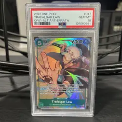 2022 ONE PIECE OP01-ROMANCE DAWN ALTERNATE ART-ERRATA #047 TRAFALGAR LAW PSA 10 - Image 1