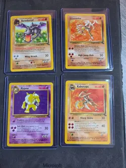 Vintage Pokemon Non Holo Rare Fossil Lot Kabutops, Hypno, Hitmonlee, Aerodactyl - Image 1