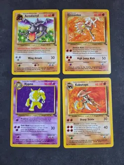 Vintage Pokemon Non Holo Rare Fossil Lot Kabutops, Hypno, Hitmonlee, Aerodactyl - Image 2