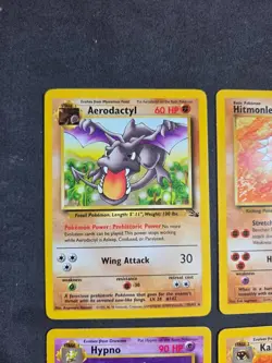 Vintage Pokemon Non Holo Rare Fossil Lot Kabutops, Hypno, Hitmonlee, Aerodactyl - Image 3