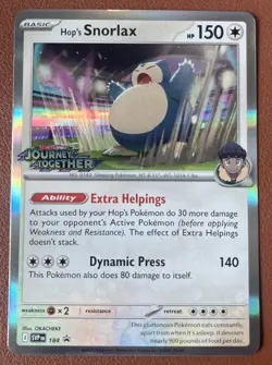 Hop’s Snorlax 184 Promo - Journey Together Stamped Prerelease Pokemon - LP - Image 1