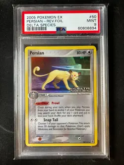 Persian - Pokemon 2005 Delta Species - 50/113 Reverse Holo - PSA 9 MINT - Image 1