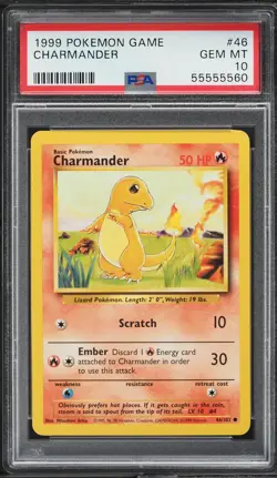 Charmander Base Set 1999 Pokemon Card PSA 10 Common WOTC 46/102 - Image 1