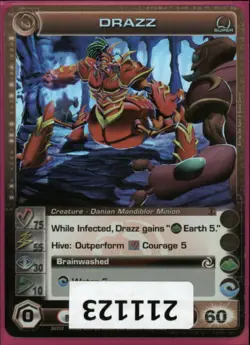 (211123) DRAZZ 75/55/30/10/60 (0 Max Stats) SR Silver Foil 1st Edit Chaotic Card - Image 1